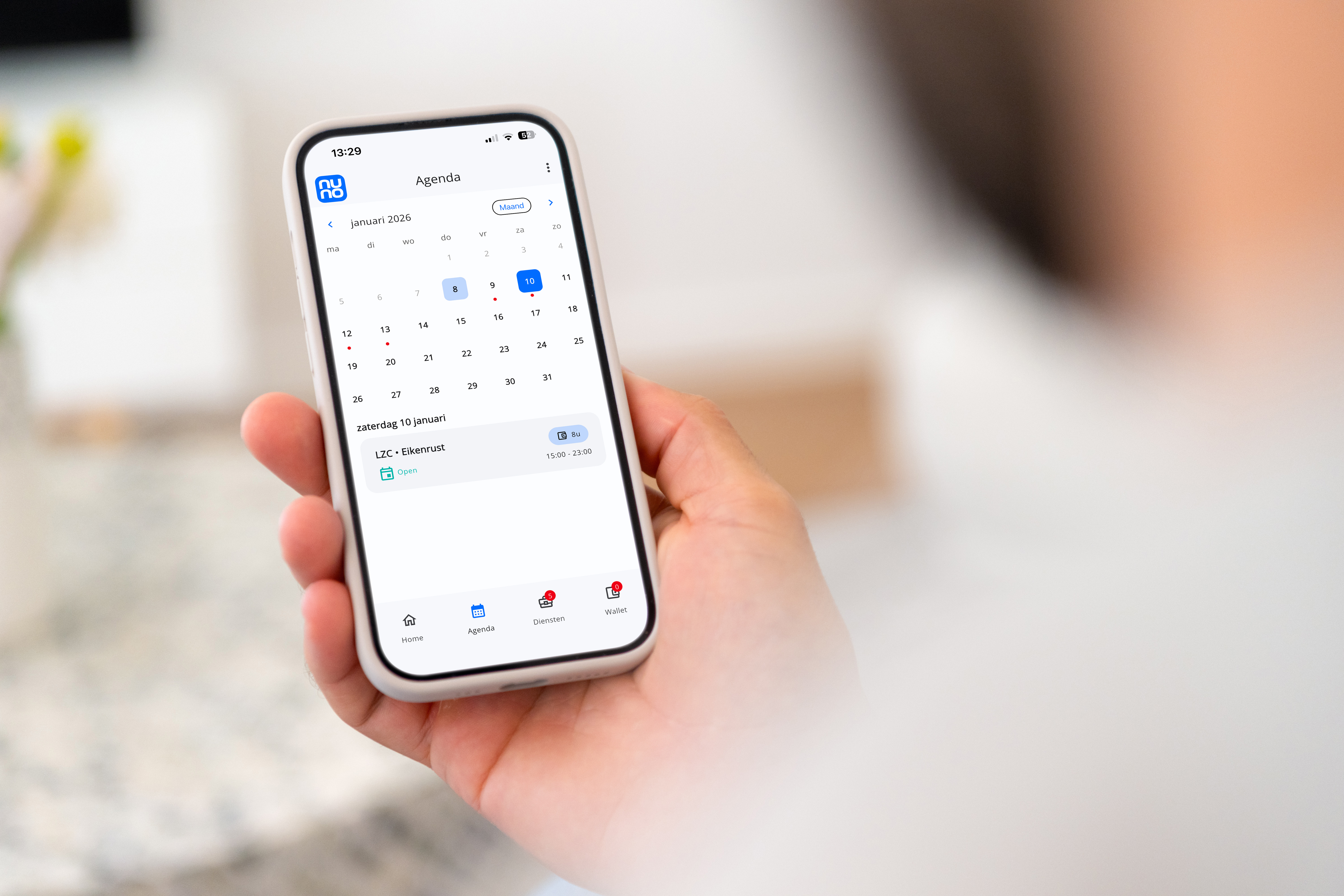 Screenshot van de app Nuno van landelijk zorgcollectief