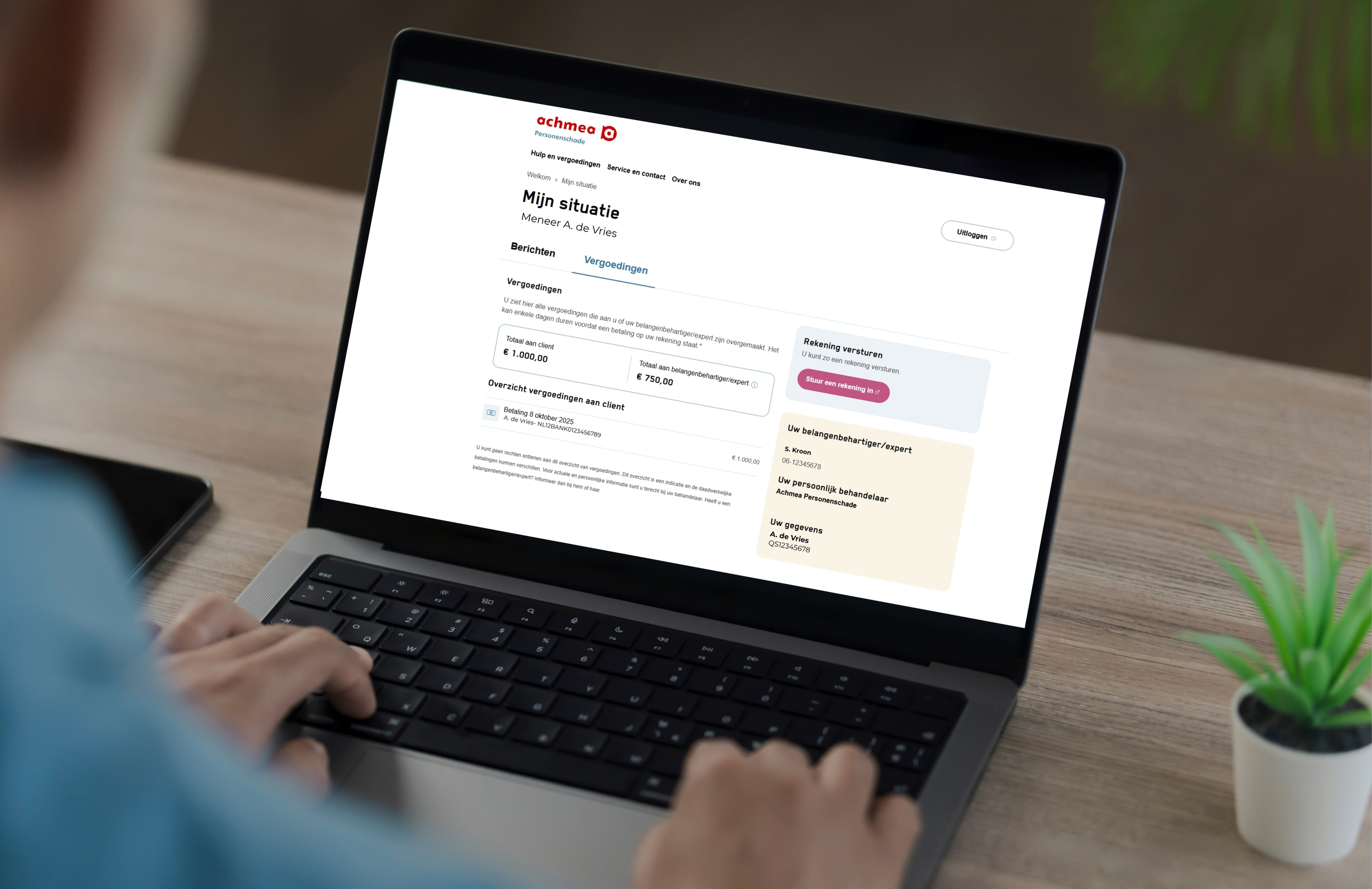 Een scherm waarop we de website zien
